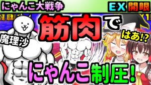 【ゆっくり実況】にゃんこ大戦争＠ネコ女優開眼で第3形態進化できるネコマッチョが筋肉凄かったので攻略！