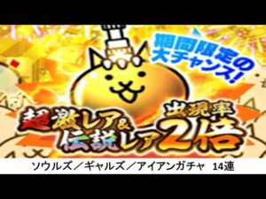 【にゃんこ大戦争】ソウルズ／ギャルズ／アイアンガチャ　14連