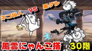 にゃんこ大戦争　風雲にゃんこ搭30階クリア！　ネコ仙人VS黒ダルとその仲間たち♪