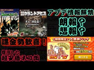 アプデがやばい？情報解禁！大感謝パックも復活で課金勢歓喜！【にゃんこ大戦争】