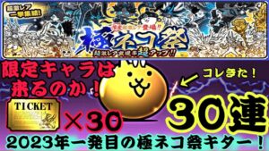 2023年初の極ネコ祭30連！果たして限定キャラは当たるのか？【にゃんこ大戦争】